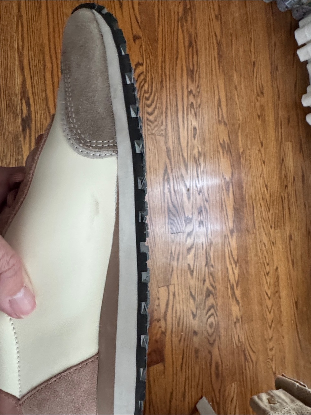 Tory Burch vintage Cream and Dusty Rose Mixed-Material Sneakers - Picture 6 of 10